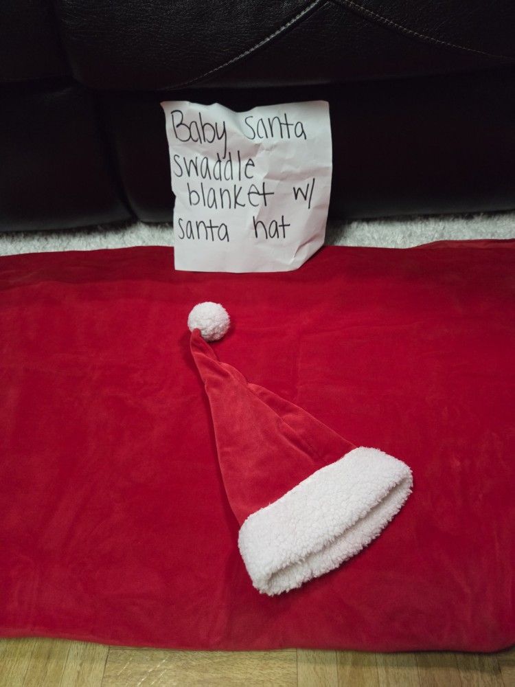 Baby Swaddle Blanket w/ Santa Hat