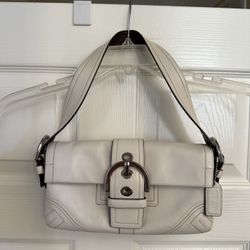 Coach Vintage White Ivory Leather Shoulder Bag, Purse