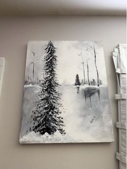 Monochrome Winter Pines Canvas Wall Art Black/White Woodsy I"Yvette St. Amant neutral