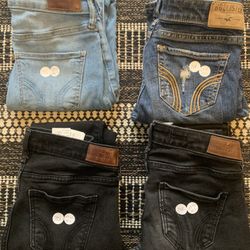 4 Womens Hollister Jeans size 00R,00R,00S, 0S All for $80