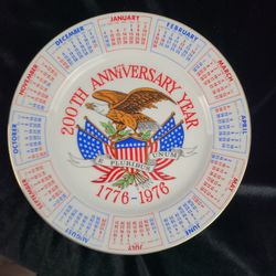 Vintage 1976 American Bicentennial Calendar Plate - Retro 70s Americana