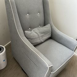 Swivel Glider Rocking Chair With Side Pocket And Storage Footrest