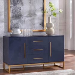 New Indigo Blue Dining Room Server Storage Sideboard Buffet Server TV Stand 