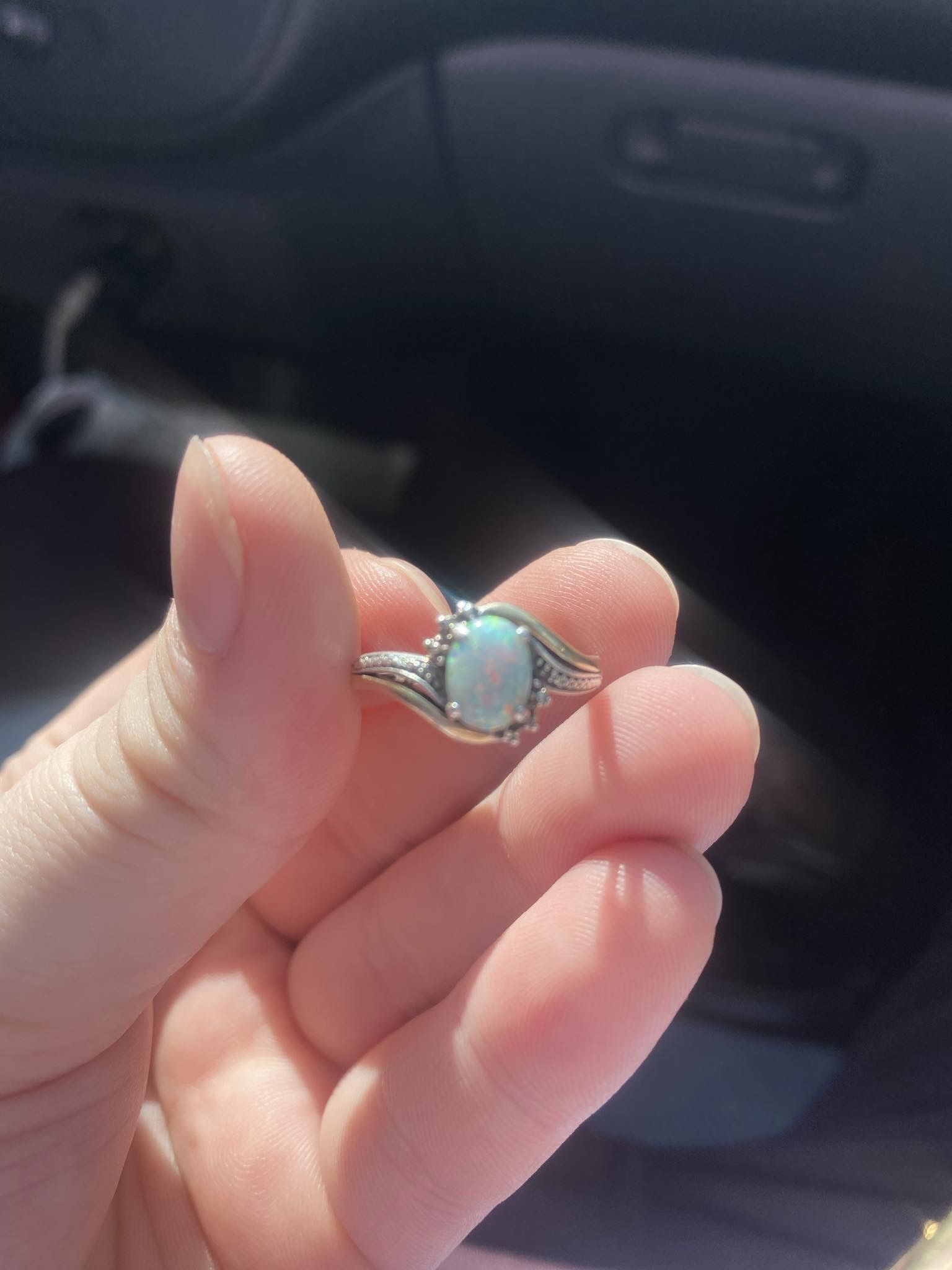 925 Silver 10k Gold Opal Ring 