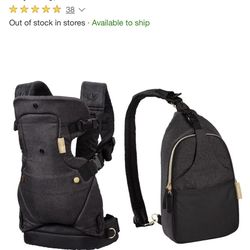 The Infantino Flip 4-in-1 Convertible Baby Carrier & Crossbody Diaper Bag - Grow-with-Me Carrier with Attachable Crossbody Diaper Bag, Black