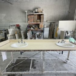 Beige Quartz Vanity with Sink