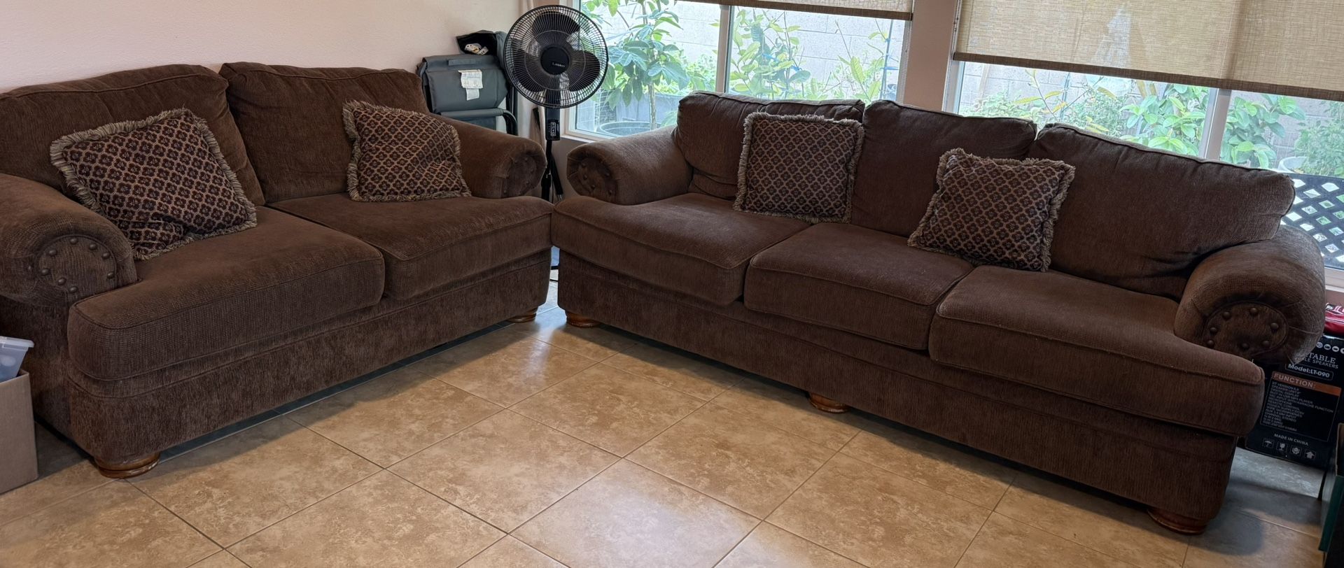 Brown Sofa and Loveseat Set