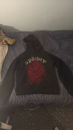 Spider hoodie rhinestone black and red