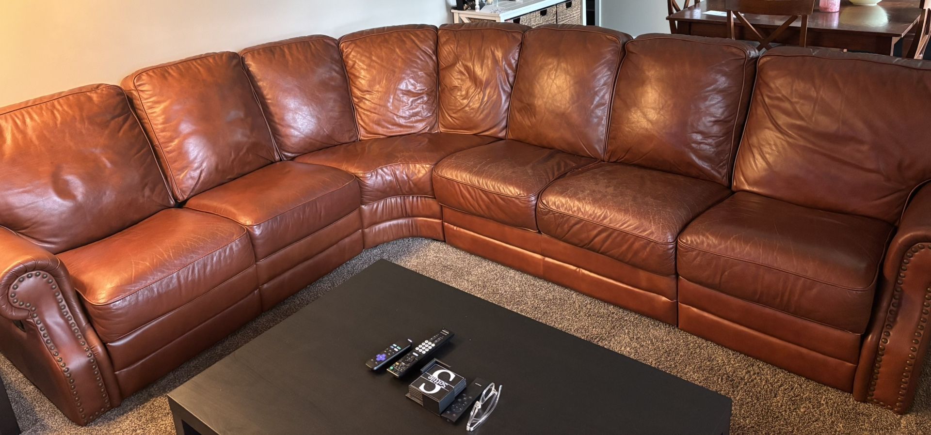 Brown Leather Sectional Couch