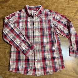 Levi’s Red plaid Long Sleeve Button Up Kids size M (10/12)