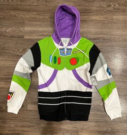 Disney Toy Story Buzz Lightyear Boys Green Full-Zip Fleece Hoodie Size Men’s M