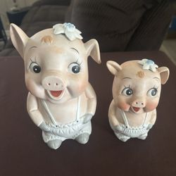 NEW Ceramic Piggy Bank Set, Vintage $12