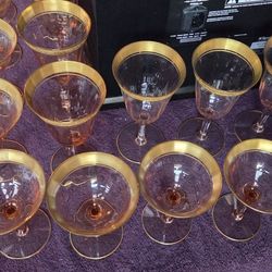 Vintage Tiffin-franciscan gobblets rose pink Wine Glass Set