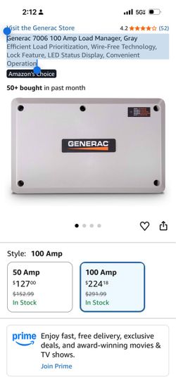 Generac 7006 100 Amp Load Manager, Gray Efficient Load Prioritization, Wire-Free Technology, Lock Feature, LED Status Display, Convenient Operation