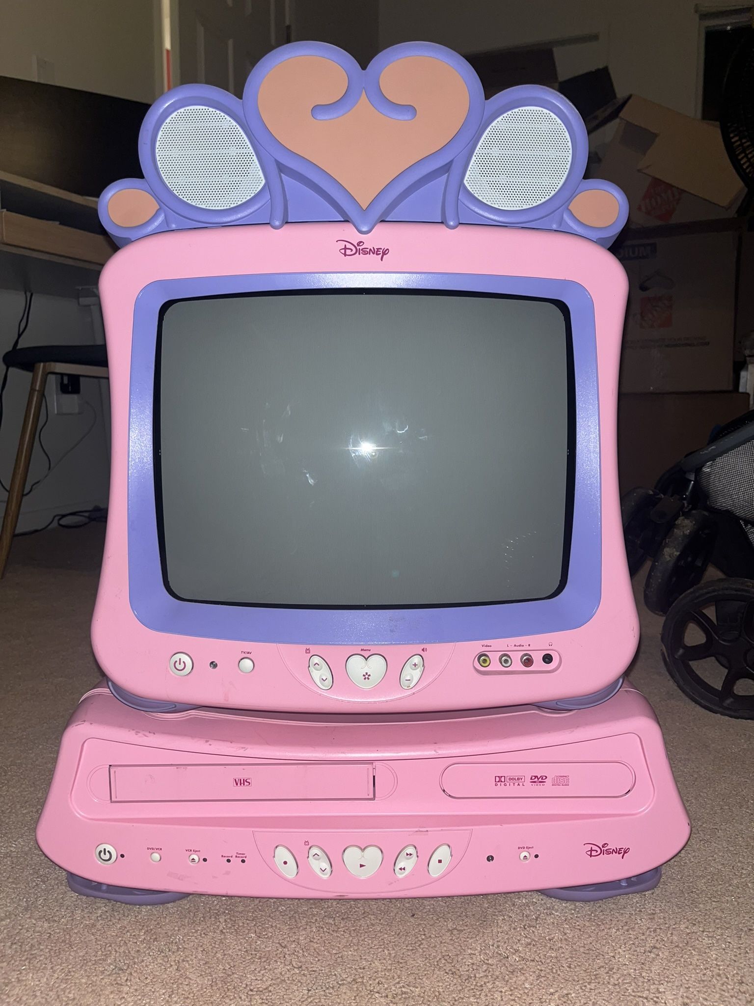 Disney ピンク CRTテレビ+DVDプレーヤー Classic 2006 Disney Princess Pink Vintage CRT 13” TV DVD