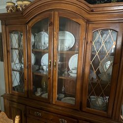 Solid Heavy Wood China Cabinet