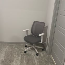 Desk Chair Adjustable , Good Condition , Gray And White 