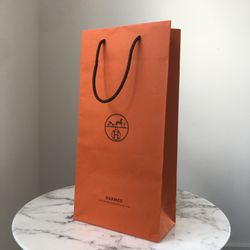 Hermes Paris Shopping Gift Paper Bag Tote Orange NEW Tall