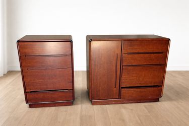 🔥 Mid-Century Modern Solid Wood File Cabinets Set – $550 for Both 🔥