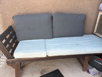 Outdoor Wood Loveseat with Cushions