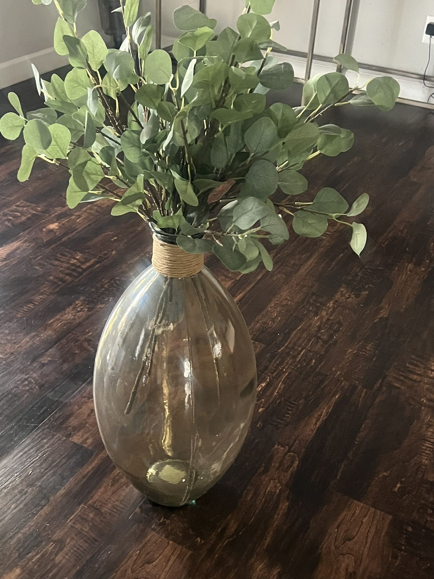 Glass Vase With Fake Plants