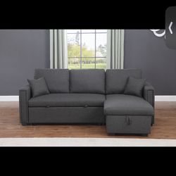 Open Box Sleeper Sofa Bed With Reversible Storage Chaise