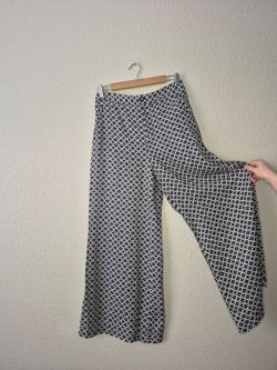 Maeve Anthropologie Wide Leg Floral Pants Womens 8 Black White Viscose