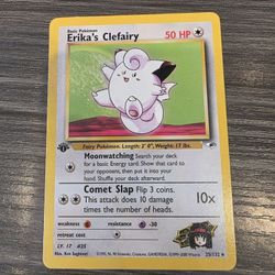 Vintage Erika’s Clefairy 25/132 1st Edition Gym Heroes WOTC Pokemon Card NM!