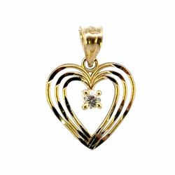 Woman’s Ladies 10k Yellow Gold .75” Inch Heart  Charm Pendant for Necklace GP3136357