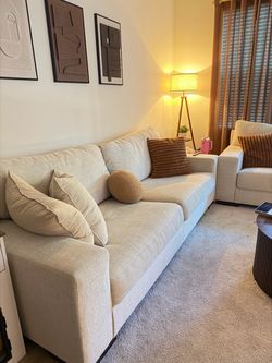 Ashley Large Light Gray Upholstered Sofa