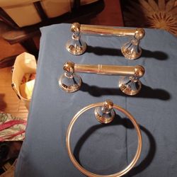 Remodeling: New For Bath:Two  Chrome  Toilet Tissue Holders,  One Ring Towel Holder With Hardware. All For $10.  See  Description For New ShowerHooks 