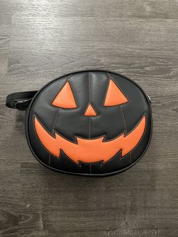 Original Black And Orange Love Pain & Stitches Leather Pumpkin Bag.