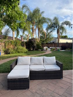 Outdoor patio wicker sectional couch