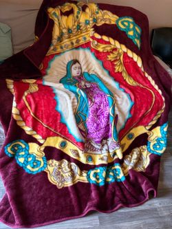 Virgin Mary fleece blanket new