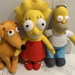 The Simpsons Plush Toy Lot  Lisa Homer Simpson Santa’s little helper bundle 3