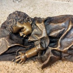 Cast Bronze Sleeping Baby ~ Heavy  ~14"L x 8.5"W