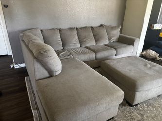 Gray Sectional Sofa with Ottoman