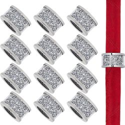 Wholesale 12pcs Crystal Glass Napkin Holder Napkin Rings,Glam Crushed Table Settings Bling Buckles Cloth Holder