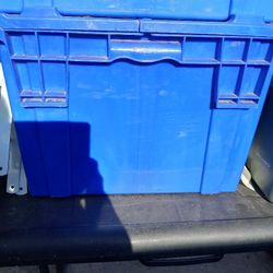 2 blue containers for storage 