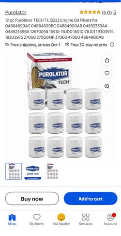 PUROLATOR TECH TL12222Oil Filters 2017 Dodge Challenger R/T