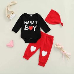 Mamas Boy Baby Valentine Outfit 