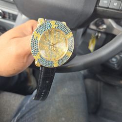 Swiss Made. Blue And Canary Diamonds. All Real 