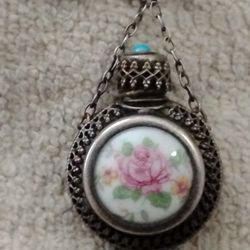 Antique Perfume Glass Broach 