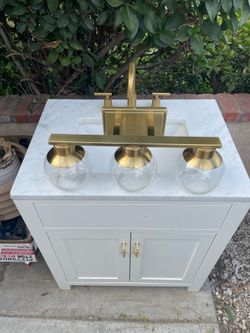 Bathroom Vanity w top+Faucet+lights