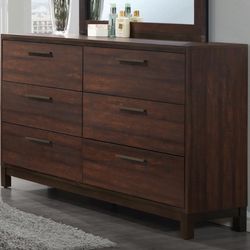 Brand New 6-Drawer Rustic Tobacco Dresser