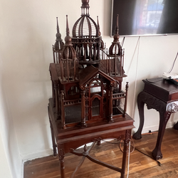 Large Antique Victorian Mansion Bird Cage on Stand – Mahogany
