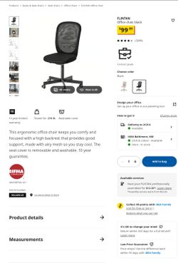 FLINTAN: Office Chair with Extra Seat Cushion