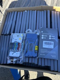 DEERLAMN Case for iPhone 15 with Slide Camera Cover + Screen Protector (2 Packs), Rotated Ring Kickstand Military Grade Shockproof Protective Cover-Na