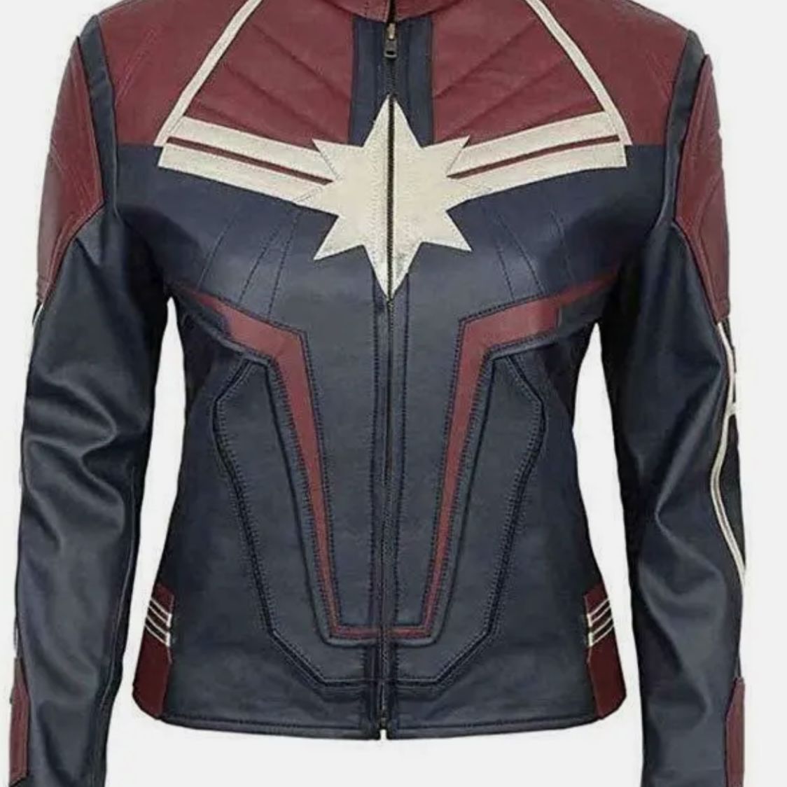 Captain Marvel Women’s Brie Larson  Costume Leather