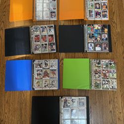 Lot 7 Small Binders Of Sport Trading Cards Baseball Hockey Basketball Football With Stars (no Holds)